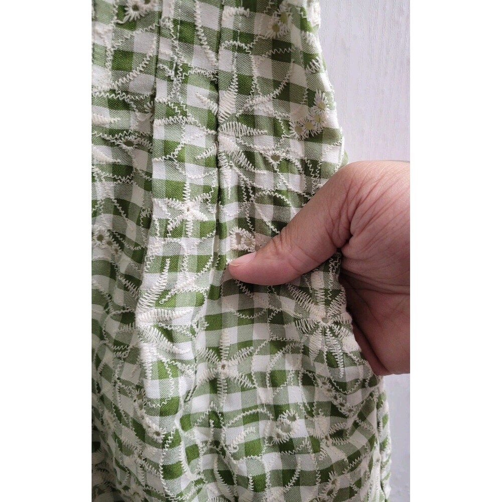 NWT Tuckernuck Delaney Green Gingham Embroidered Mini Dress Puff Sleeve Sz Small - Picture 8 of 11